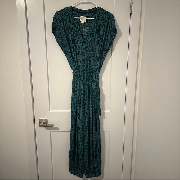 Anthropologie Maeve Blue Teal Patterned Jumpsuit Size Small Women’s - Picture 2 of 13